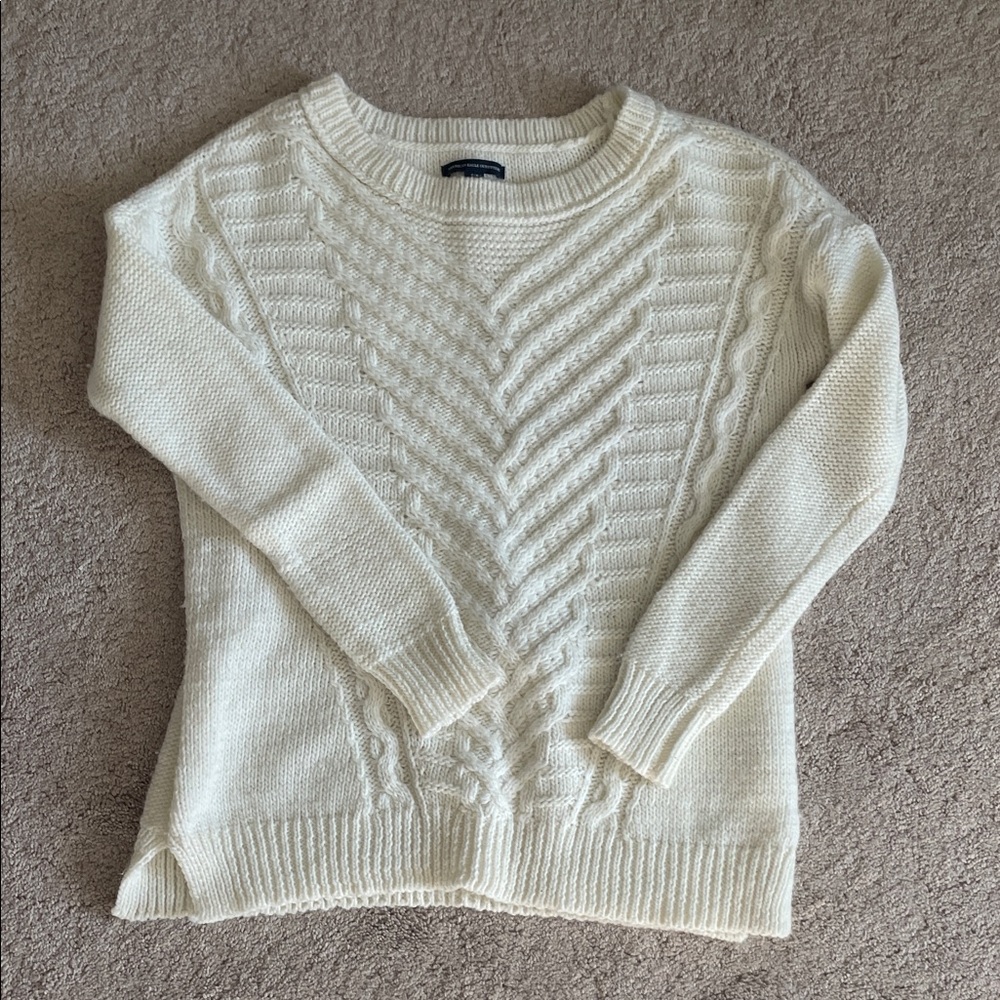 American Eagle Cozy Cream Knit Sweater